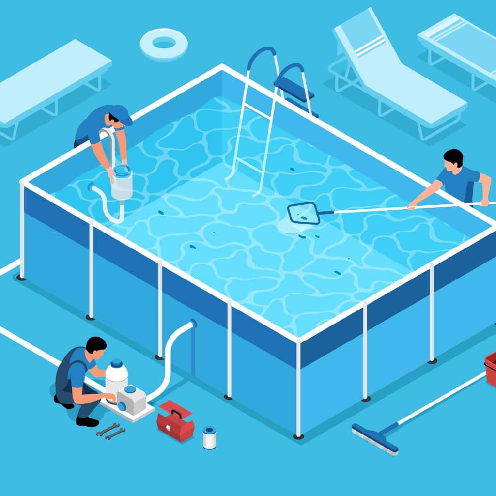Swimming pool construction and maintenance services illustration